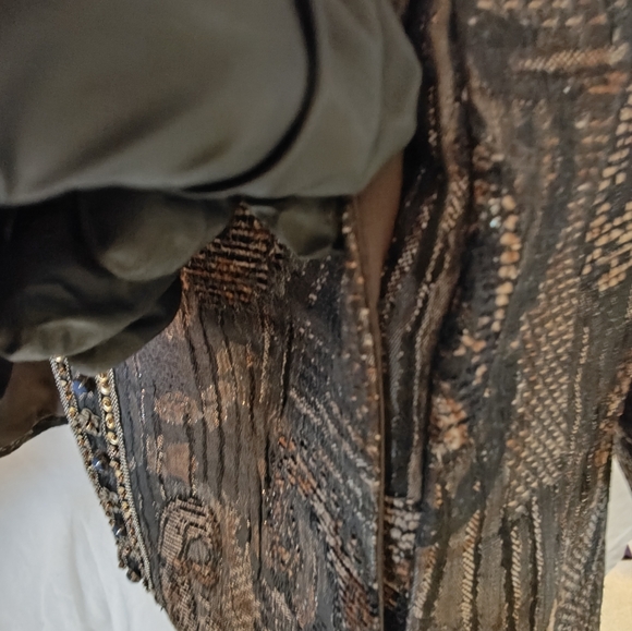 Chico's Black and Gold Embellished Nehru Jacket - Picture 9 of 14